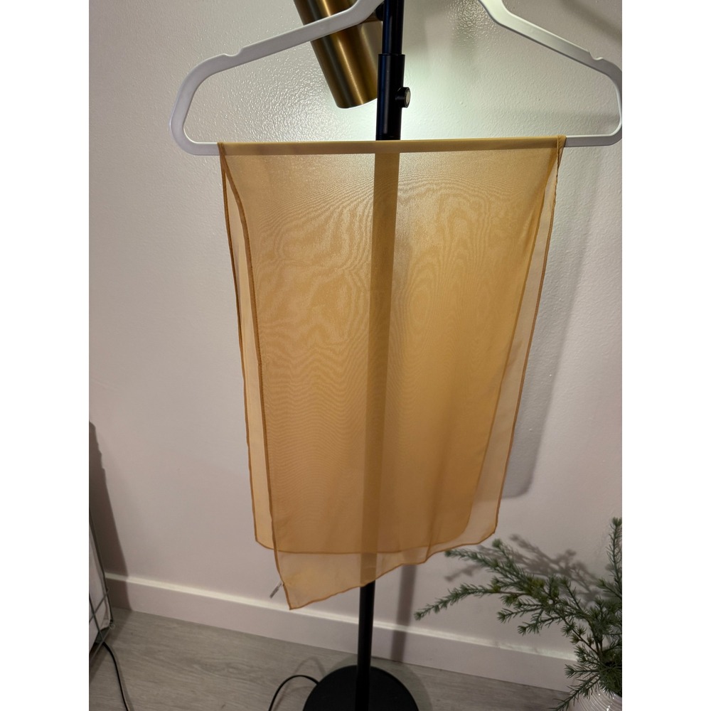 Vintage Sheer Mesh Scarf Nude Honey Tan Lightweight Rectangular Neck Hair Wrap